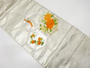 牡丹に藤模様刺繍名古屋帯